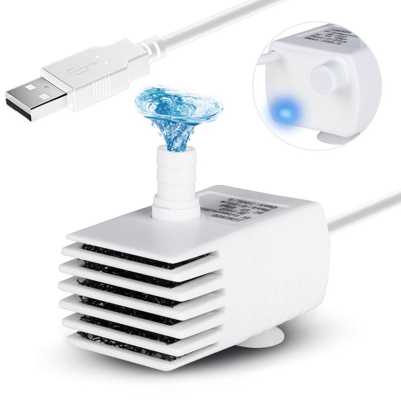 PETNF Replacement Pump for Cat Water Fountain with LED Light, Compatible for 3L/101OZ Transparency Pet Water Fountain, Ultra Quiet Long Lifespan Cat Water Pump with Adjustable 3 Kind Water Flow - Image 1